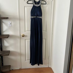 Sequin Hearts Navy Blue Maxi Dress Size 11